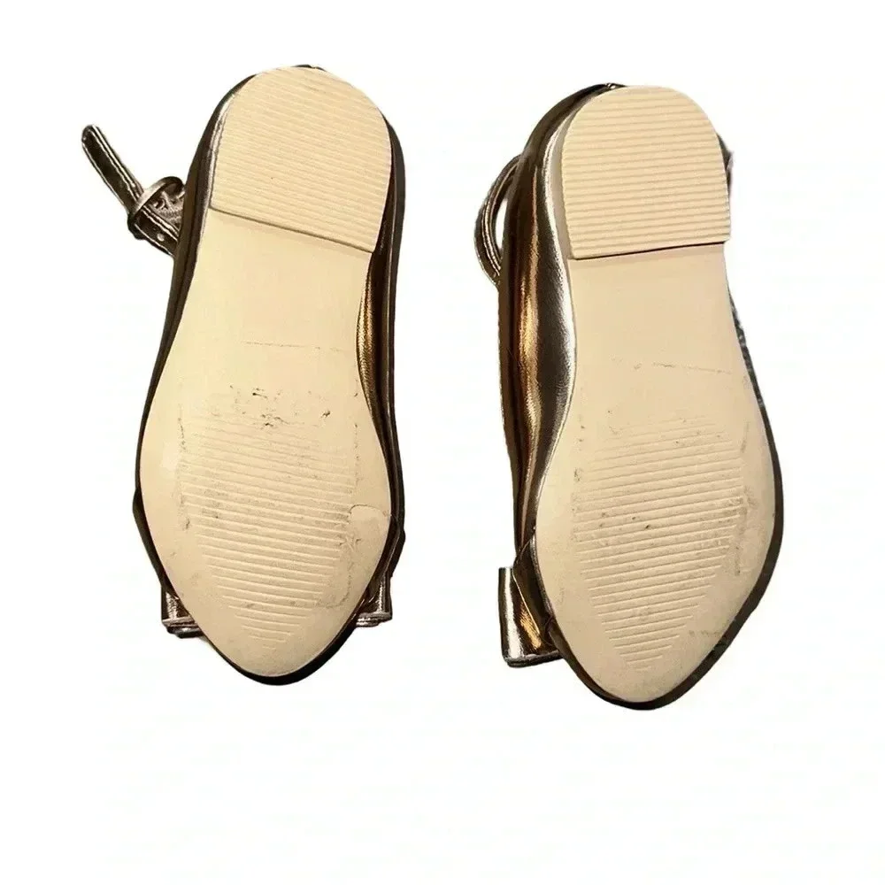 Janie and Jack Rose Gold Bow Dress Flats Size 4
